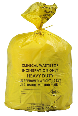 LDPE / HDPE / MDPE Zakaźny worek na odpady Jednorazowy żółty wózek kliniczny
