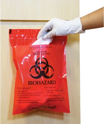LDPE Red Bag Odpady biomedyczne z podwójnymi taśmami klejącymi