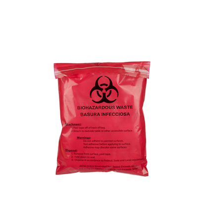 Convinent 2 Mil Stick-On Biohazard Czerwone worki na odpady medyczne 28 X 38 cm