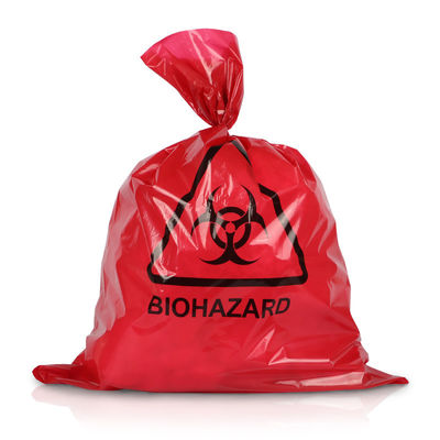 Niestandardowy autoklaw ISO9001 Czerwone medyczne worki na odpady 65MIC LDPE HDPE