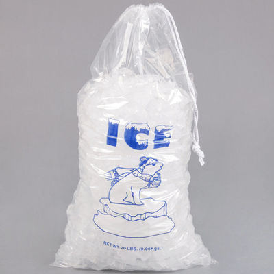 20lb LDPE Durable Ice Block Plastikowe torby Uszczelnienie termiczne z zamknięciem na sznurek
