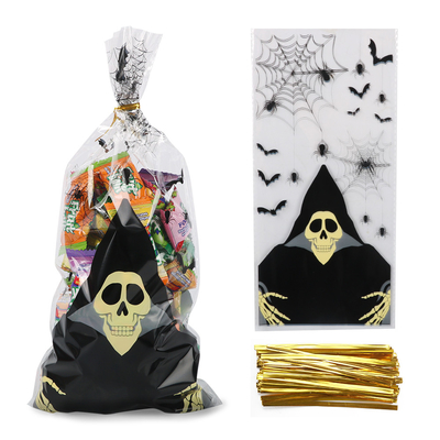Halloweenowa torebka na przysmaki z celofanem 150szt dla dzieci