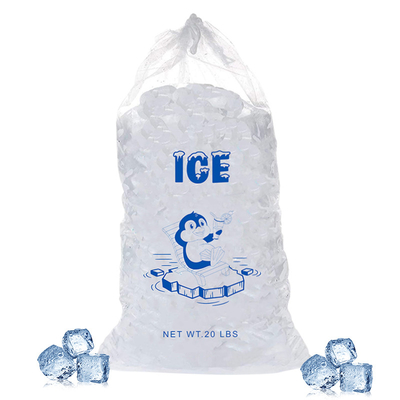 20lb LDPE Trwałe plastikowe torby na lód Uszczelnienie termiczne z zamknięciem sznurkowym